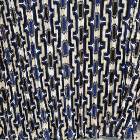 Worthington Blouse Womens XL Blue White Black Accordion Button Front Long Sleeve - Picture 10 of 14